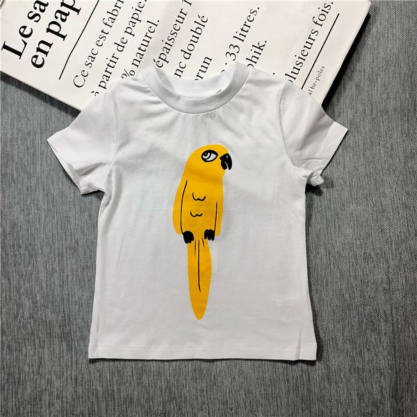 

summer 2020 new t-shirt children's boys and girls cotton yellow bird parrot print t-shirt casual european and american style q0112, Blue