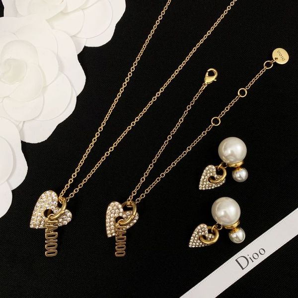 

luxury necklace designer jewelry bracelet brand heart-shaped earrings for womens fashion brands necklaces valentine's day birthday gift, Silver