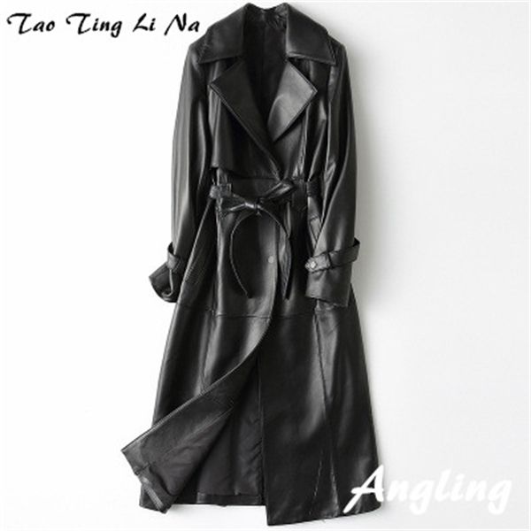 

2019 new fashion natural genuine real sheep leather trench h5 1031, Tan;black