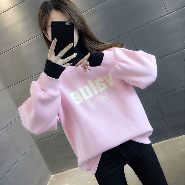 

2sf4bcashmere thickened high collar sweater women's autumn and winter clothes 2020 new loose fashion foreign style european coat, Black