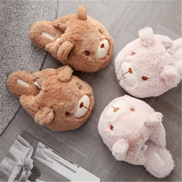 

slippers women shoes house slip-on anti-skid bear indoor casual snow 2021 winter, Black