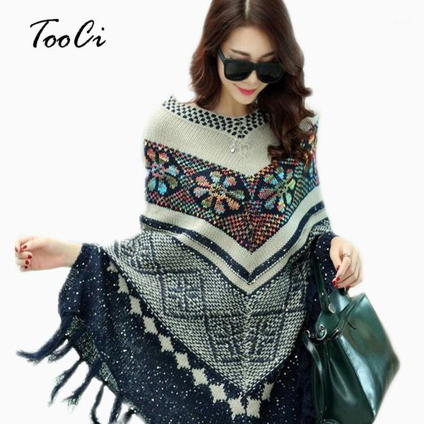 

pull pullover cardigan womens capes and ponchoes spring winter cape with tassel women's sweater fashion vintage bohemian1, White;black