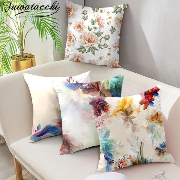

fuwatacchi watercolor floral cushion cover leaf flower throw pillow case for home car sofa bed decorative pillows cover 45*45cm1