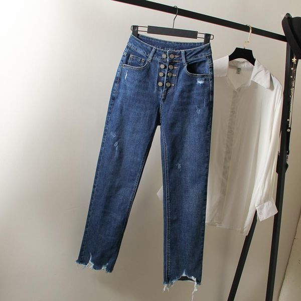 

women's jeans stretch female mom women's fashion high waist boyfriend baggy oversize pants 2021 clothing autumn spring a65761, Blue