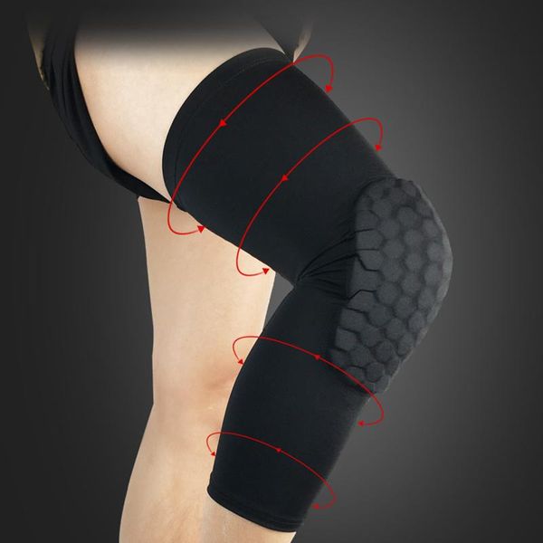 

knee guard sleeve honeycomb pad basketball pad protector elastic with good permeability knee brace protector, Black;gray