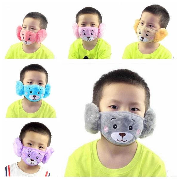 

warm kids cotton protective winter face child mouth masks folded breathable anti dust street mask 2 in 1 ear zyq529