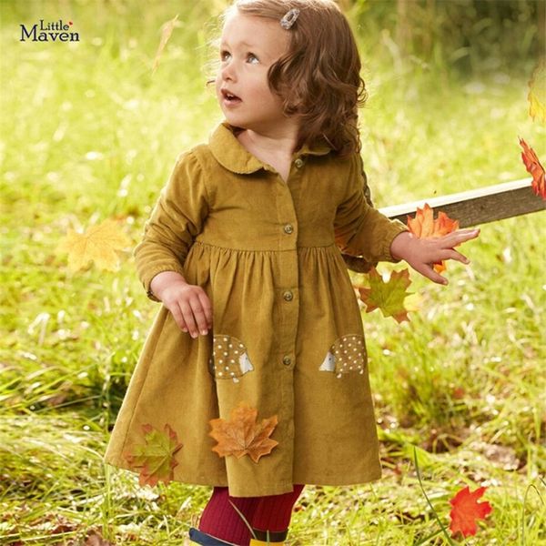 

frocks for kids brand spring baby girls clothes cotton hedgehog applique shirtdress toddler dresses 2 3 4 5 6 7 years 220308, Red;yellow