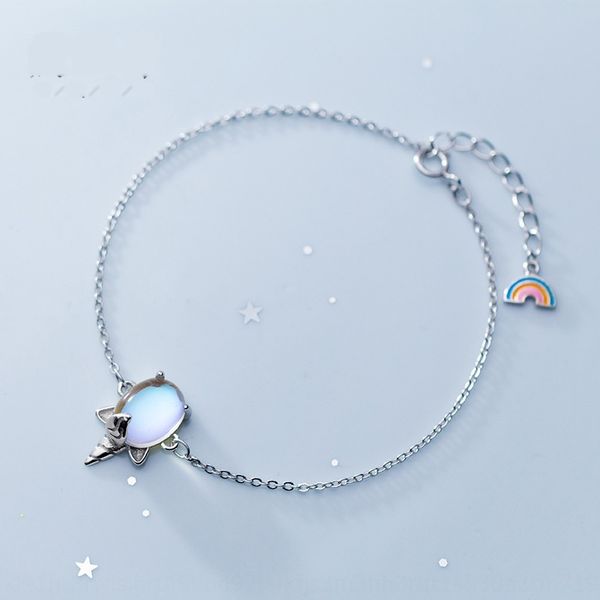 

s925 silver female japanese korean version small fresh synthetic glasssweet bracelet temperament rainbow bracelet s2850 nvkjb, Golden;silver