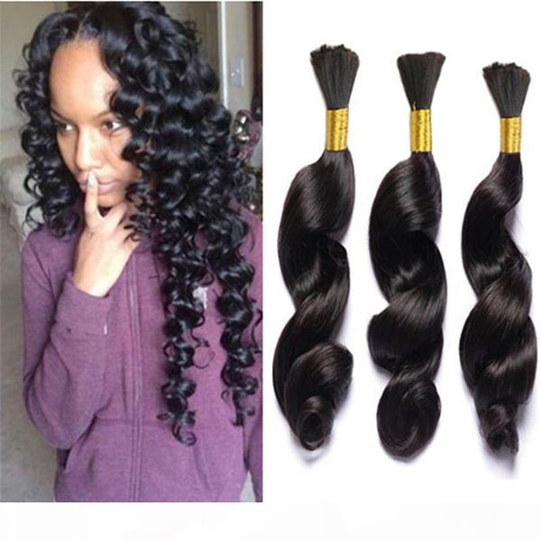 

8a human braiding hair bulk peruvian hair braiding bulk no attachment loose wave curly hair products, Black