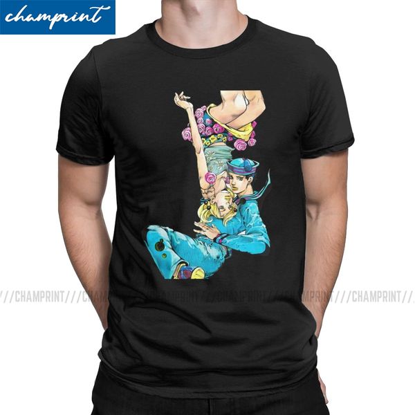 

jolyne & josuke jojo t-shirts men jojos bizarre adventure anime jjba manga vintage tees round neck t shirts printed