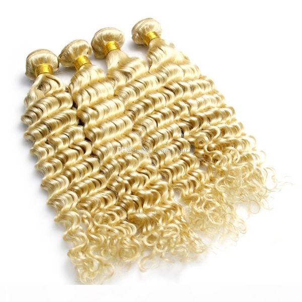 

pure color 613 deep wave malaysian virgin human hair 4 bundles 10-30 inch light blonde deep wave hair extension 4pcs lot, Black