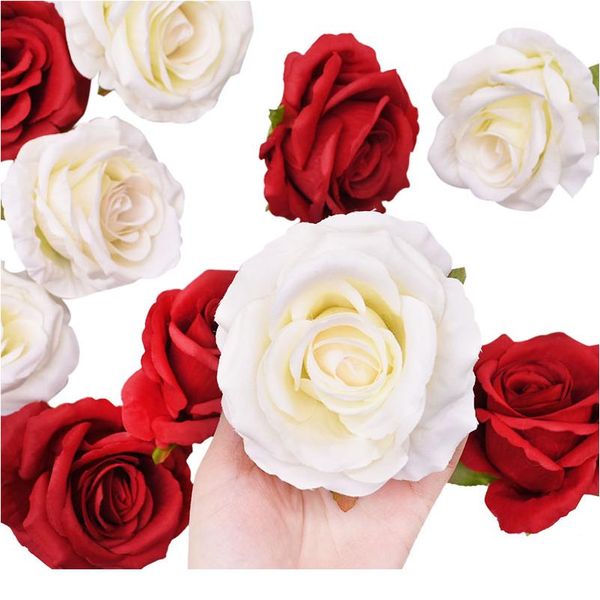 

10cm silk lannel flower wedding artificial rose flower decorations 10pcs slik fake flower for home decoration bbykhe