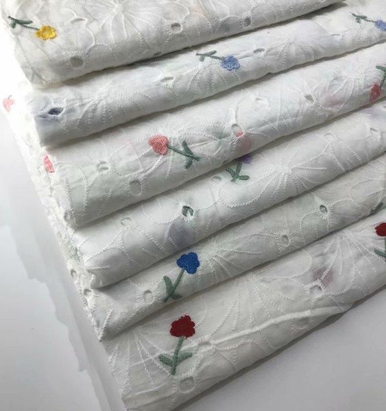 

new coloful cotton cloth embroidered lace fabric width 130cm handmade diy clothes dress home accessories fd011, Pink;blue