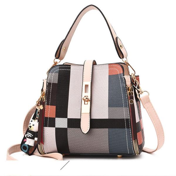 

new plaid handbags leather shoulder bags women ladies big capacity hand bags letter cross bodybags