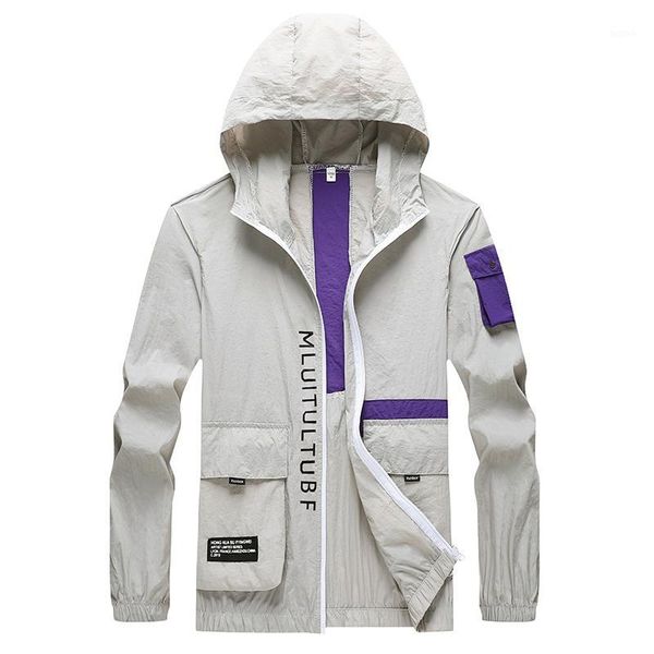 

thoshine brand summer men thin jackets hooded ultra-light sun-protective skin-jacket patchwork outwear coats quick dry outdoor1, Black;brown