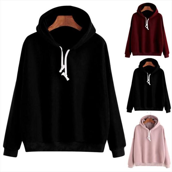 

2020 elegant long sleeved plain hooded sweatshirt multi color men and women casual pullover solid hoodie brand warm, Black