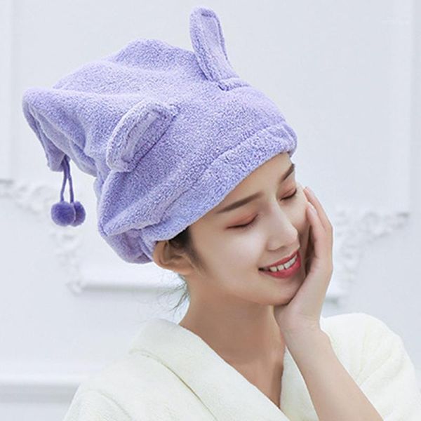 

shower caps polyester nylon coral fleece cartoon dry hair cap super absorbent bathroom supplies1