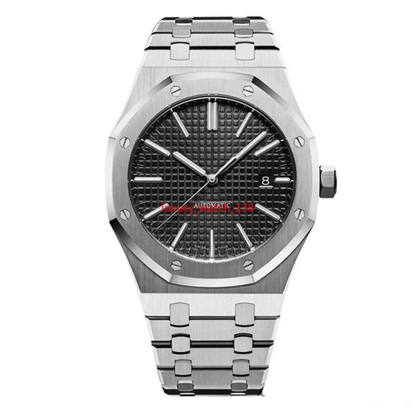 

aa3a luxury mens automatic mechanical watches classic style 42mm full stainless steel strap wristwatch sapphire super luminous, Slivery;brown