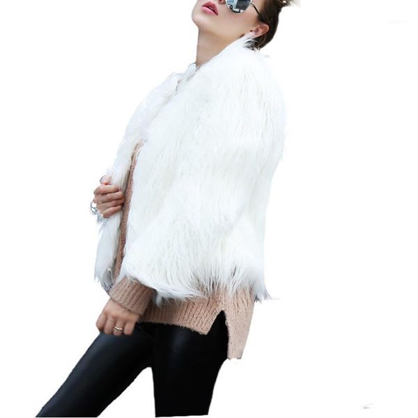 

fake fur coat 2018 winter woman cardigan overcoat casaco feminino faux fur warm fluffy outwear coat long sleeve jacket manteau1, Black