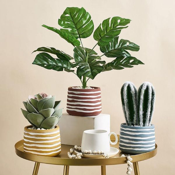 

lifelike fake plants tropical potted plants creative ornaments cactus simulation succulent bonsai home decor (including pots)1