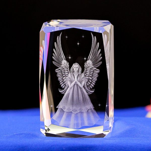 

2021 new laser engraved crystal night angel shape led with color changing light baby safe sleep gifts yp77