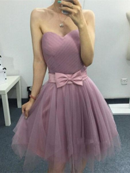 

graduation dresses vestidos de pink sweetheart pleat short bow sashes zipper back tulle charming real picture homecoming dress1, White;black