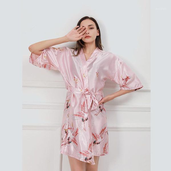 

siddons women silk satin bride bridesmaid short robe kimono floar robe feminino bath bathrobe peignoir femme1, Black;red