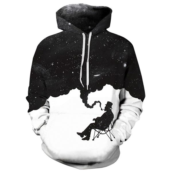 

2020 autumn and winter new 3d printing cute animal pattern men's hoodie 3d printing cute and interesting casual men's hoodie 01349, Black