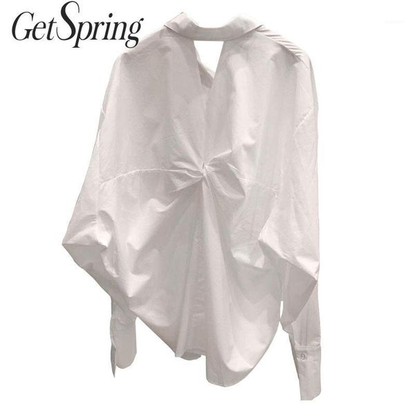 

getspring women shirt hollow out irregular cotton white womens blouses long sleeve casual loose long white blouses 2020 new1