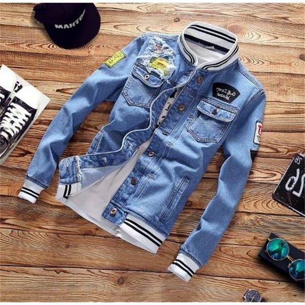 

new casual slim mens denim jacket plus size s-5xl bomber jacket men cowboy men's spring jean jacket 201114, Black;brown