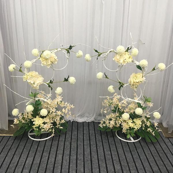 

party decoration 33.4in tall wedding arch stand artificial flowers donut metal road lead backdrop decorative arrangement decor