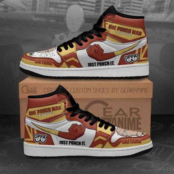 

saitama just punch it sneakers one man anime sho, Black