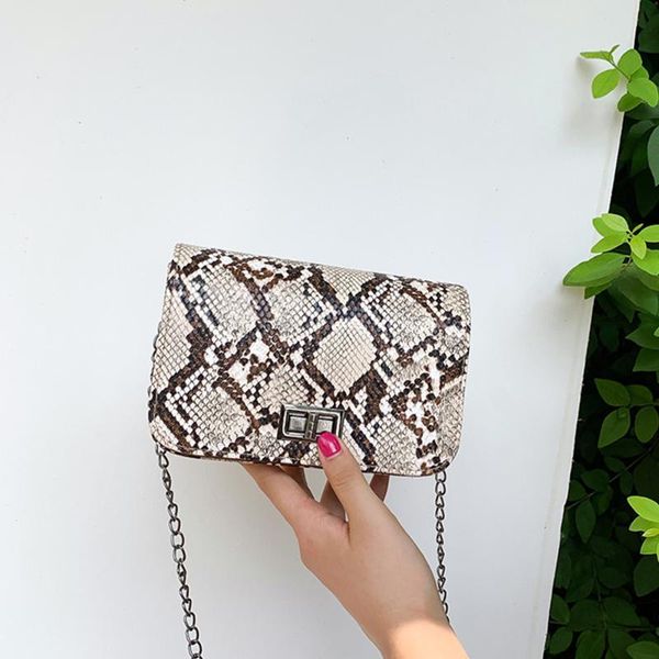 

shoulder bags small snake print bag messenger handbags for women pu leather flap serpentine chain bolsas mujer sac a main