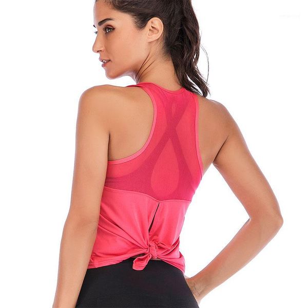 

newly women sportswear solid color wide tied hem vest for yoga 19ing1, White;black