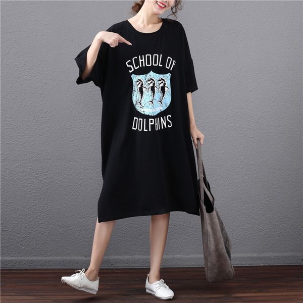 

1mnaf 200kg women's summer new plus size fashionable fat t-shirtjacket cotton skirt mm loose korean long cotton t-shirt t-shirt ov5ix, White