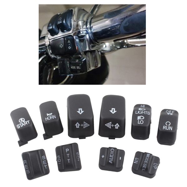 

10 pieces motorcycles hand control switch button caps compatible for harley electra glide 96-12