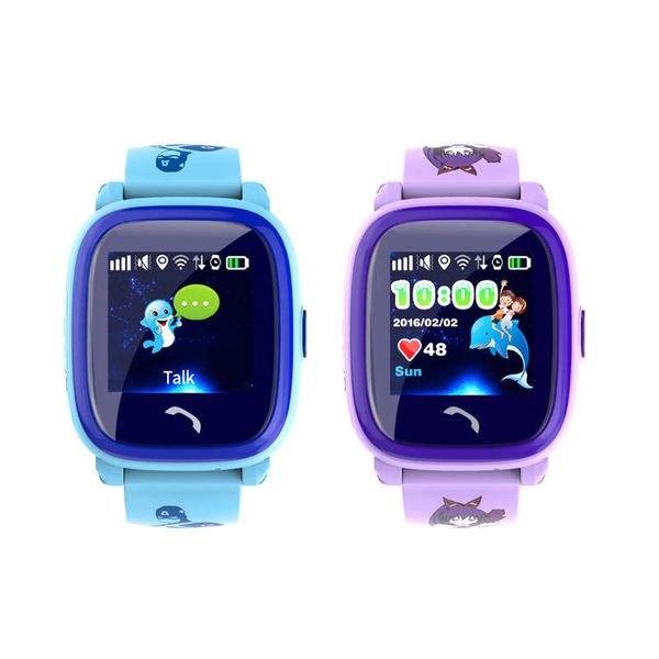 

df25g children's gps positioning micro chat waterproof color screen touch card student watch foreign language, Blue