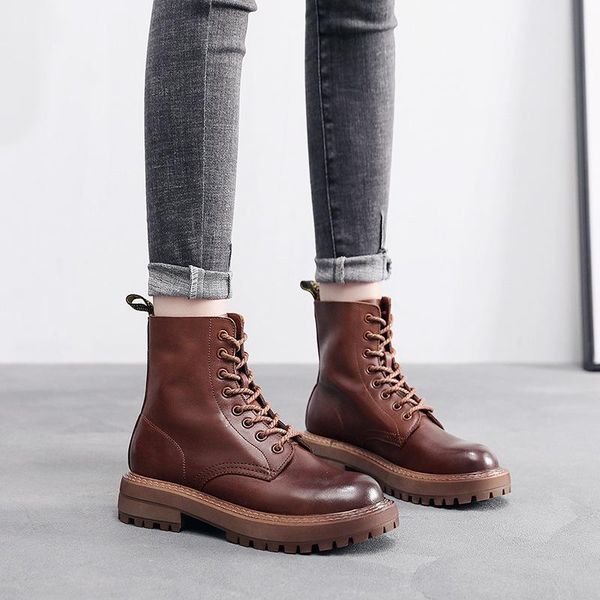 

boots layer leather children women's shoes, Black