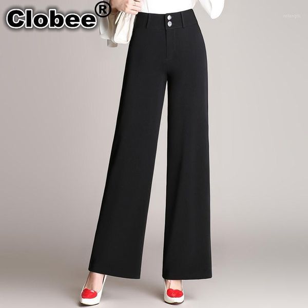 

autumn winter women's wide leg pants mori fashion high waist plus size women pants long female trousers formal work1, Black;white