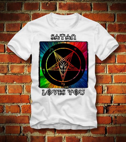 

fashion summer t shirt church of satan loves you god death 666 gothic lucifer lavey tee shirt sport hooded sweatshirt hoodie