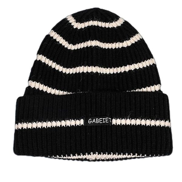 

beanie/skull caps winter ribbed knitted beanie hat stripes letters label student skull cap x7xc, Blue;gray