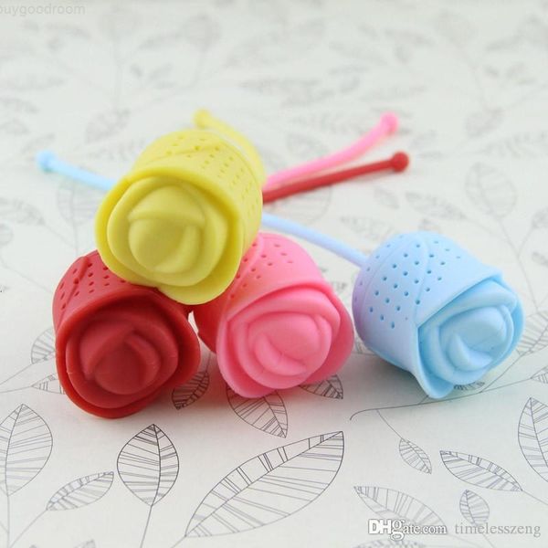 

rose shape tea infuser food grade silicone tea strainer creative tea diffuser 5 colors ing