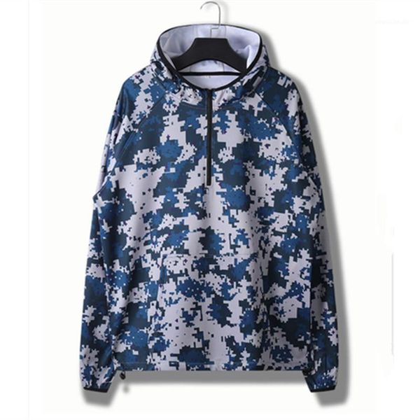 

running jackets camouflage sports coat hooded half zip jacket loose trendy windbreaker basketball football jogging outdoor sweater1, Black;red