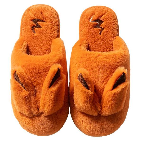 

slippers women's winter home cotton shoes furry ears indoor comfort female outdoor warm non-slip, Black