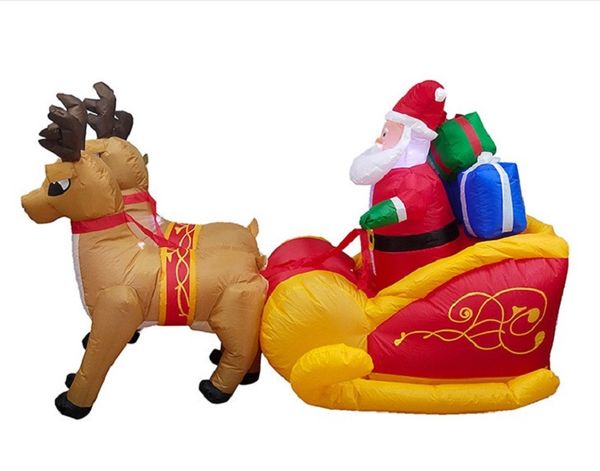

2021 1.3m high christmas garden decorations elk sled santa claus christmas decorations santa claus inflatables
