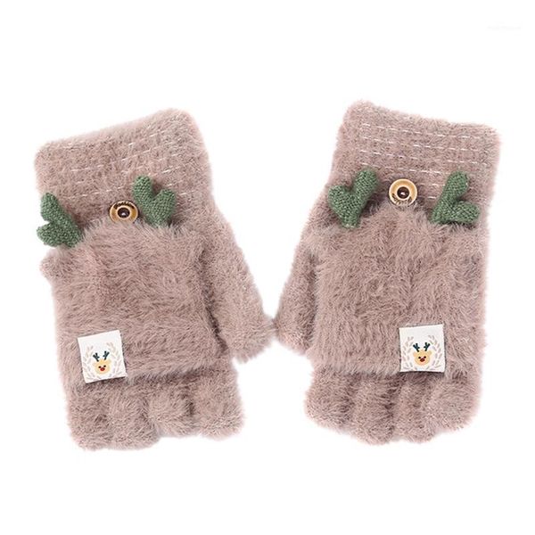 

five fingers gloves women cat claw half finger plush winter warm thicker cute mittens gift1, Blue;gray