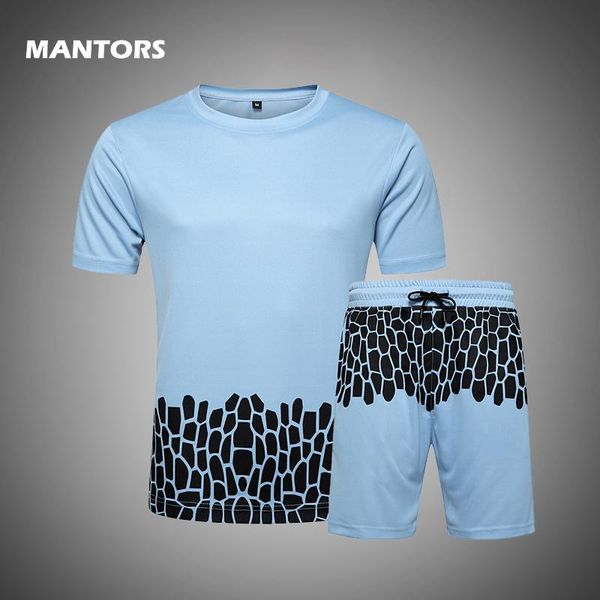 

gyms fitness men's sets 2020 summer print tracksuit casual sportswear 2 pieces set fashion men tshirt track suit slim fit outfit, Gray