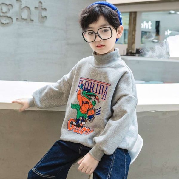 

plush and thickened sweater boys' 2020 new children's pullover de3k, Black