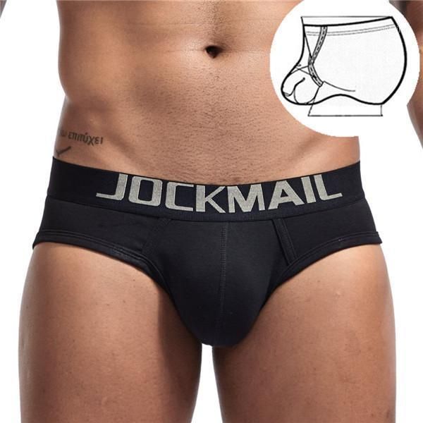 

jockmail cotton briefs men underwear u convex pouch bulge adjustable ring jockstraps men trunk shorts gay briefs jockstrap1, Black;white