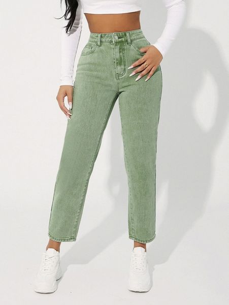 

petite high waist crop jeans f333#, Blue